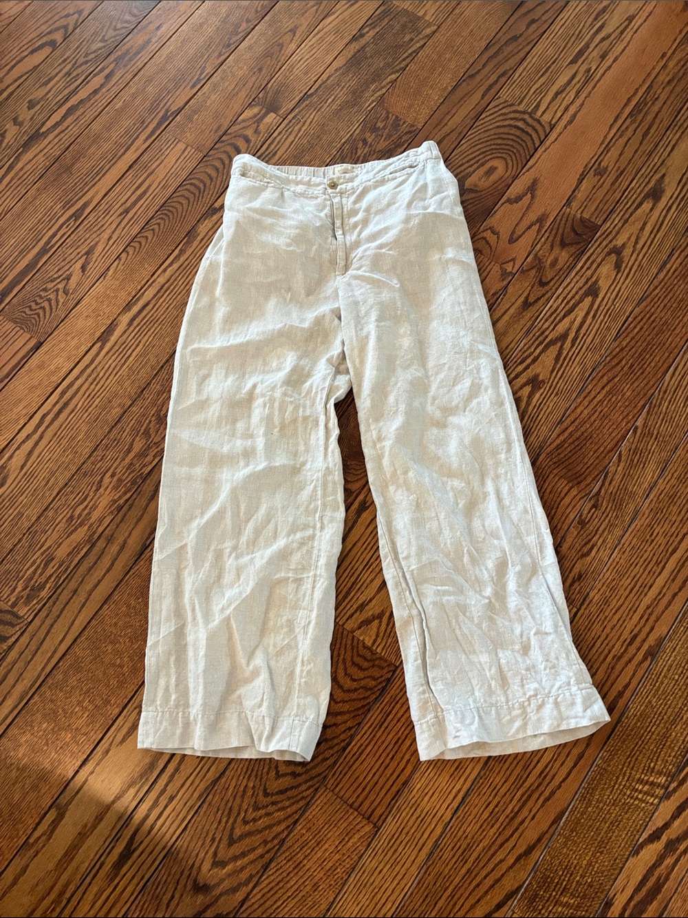 Faherty Wide-Leg Linen Pants in Light Cream
